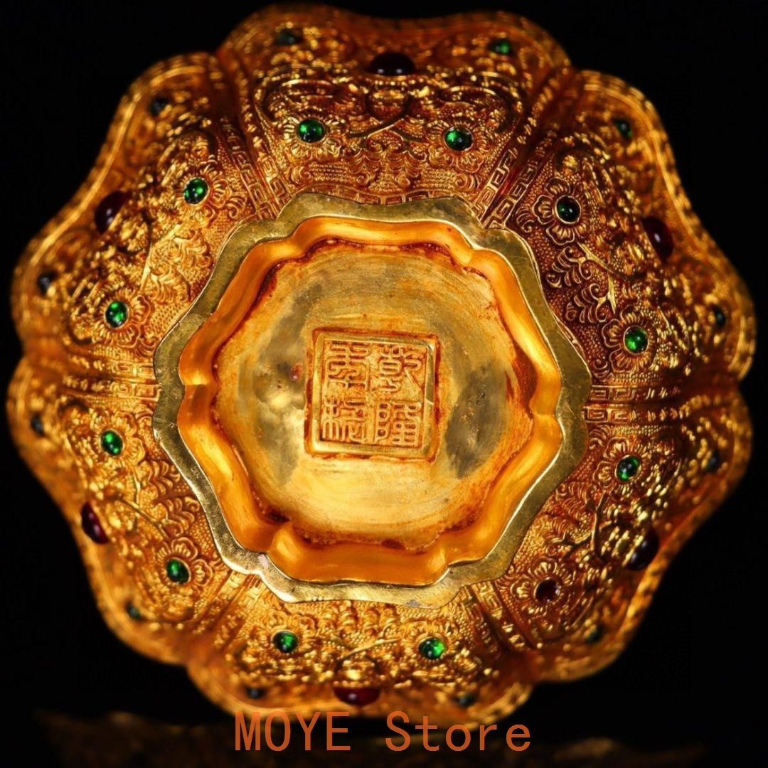 花開富貴金龍六辺銅碗 装飾品 工芸品 美術品 置物 - メルカリ