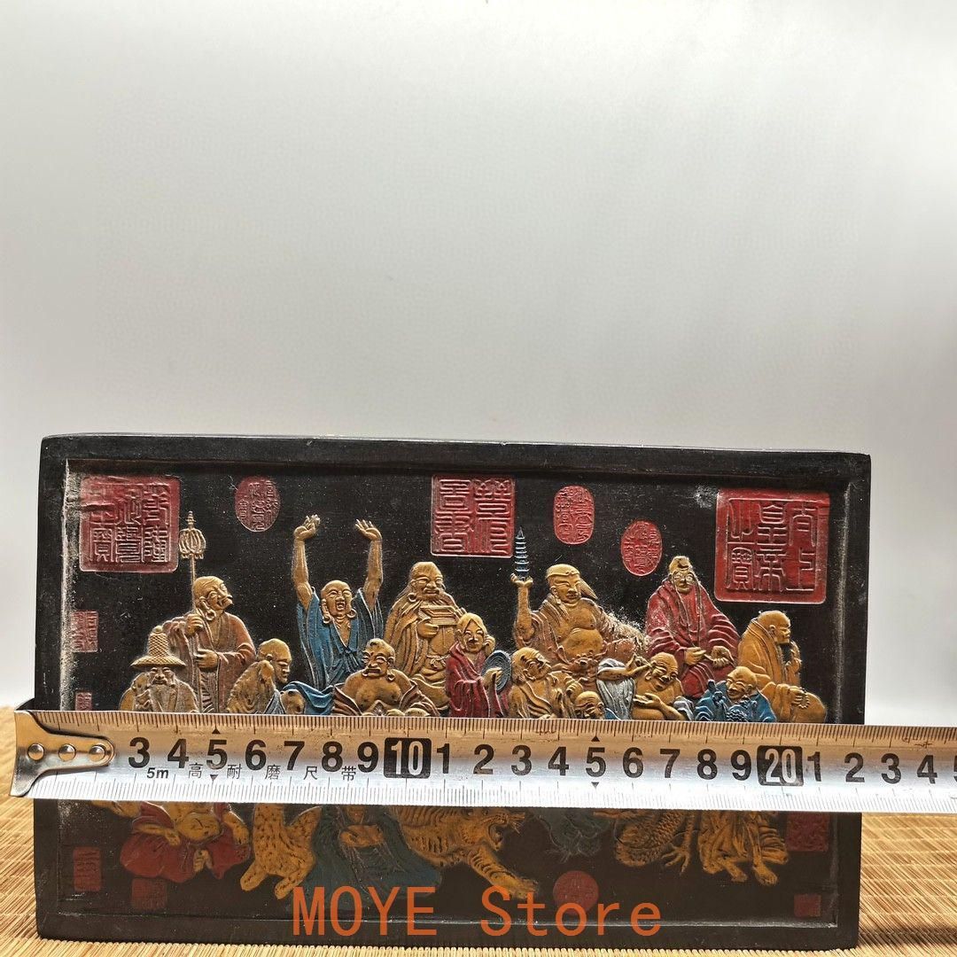 黒墨塊 墨条 十八羅漢 書道具 文房具 工芸品 美術品 置物 【公式通販】