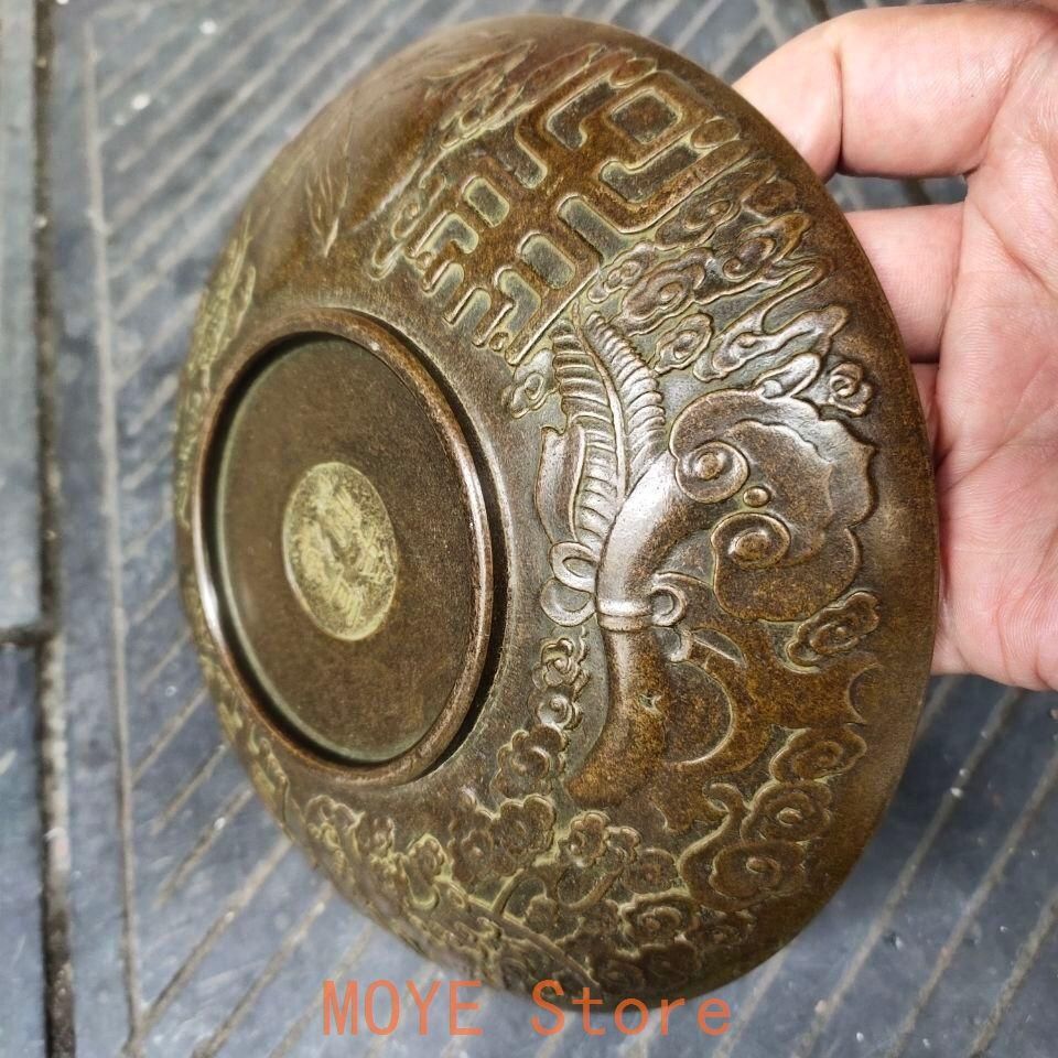 重工 彫刻 祥雲瑞獣 麒麟 大銅盤 銅製品 鎮宅辟邪 開運風水 招財 置物