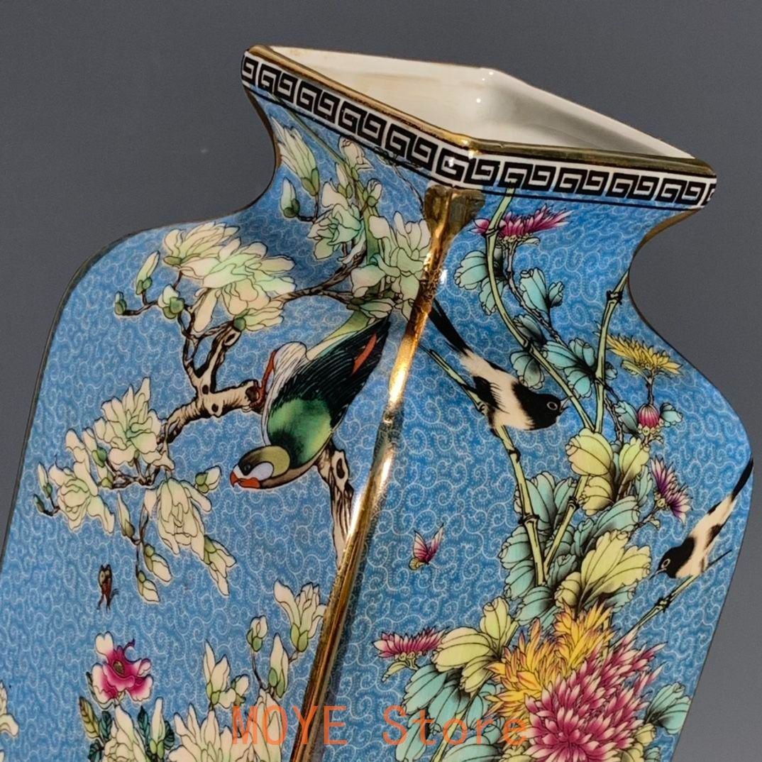 パステル琺瑯彩蒔花蒜頭瓶 景徳鎮 陶磁器 装飾品 現代工芸品 美術品