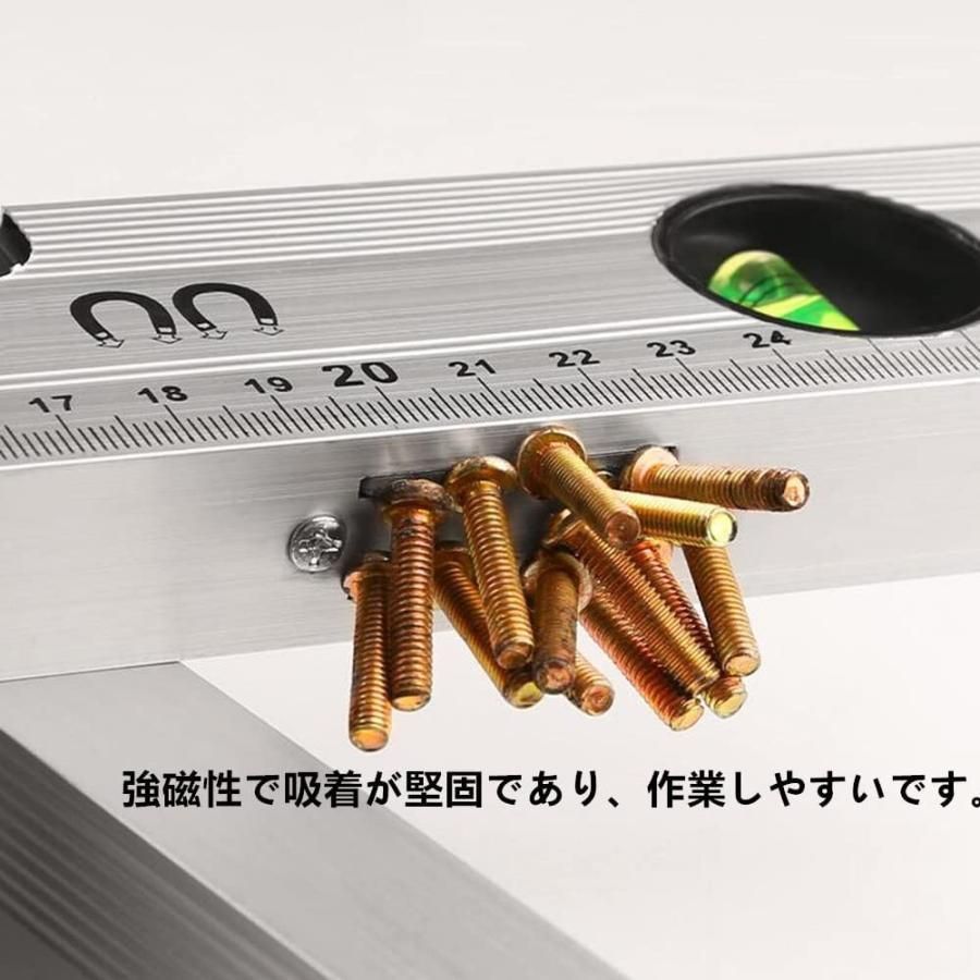 水平器 マグネット 30cm アルミ水平器 V溝付 正確な4本線＆6本線 メジャー 測定工具 傾斜計 測定器 水準器 角度計 垂直 多角度 工具 thumbnail 4