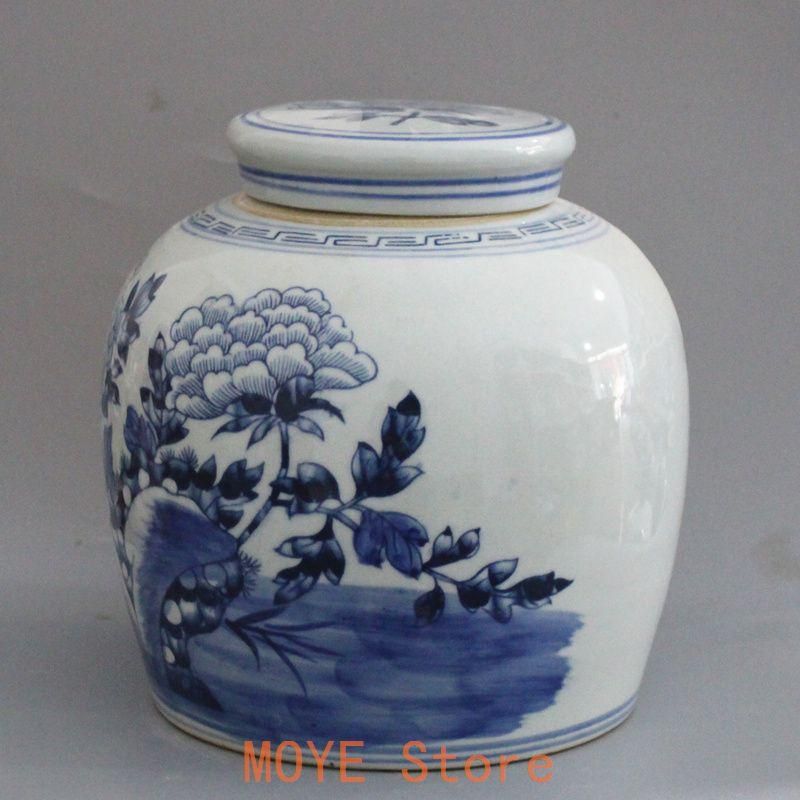 清末民国 鯖牡丹紋蓋缶 茶葉缶 景徳鎮 陶磁器 装飾品 工芸品美術品 置物 清末民国 鯖牡丹紋蓋缶 茶葉缶 景徳鎮 陶磁器 装飾品 工芸品美術品