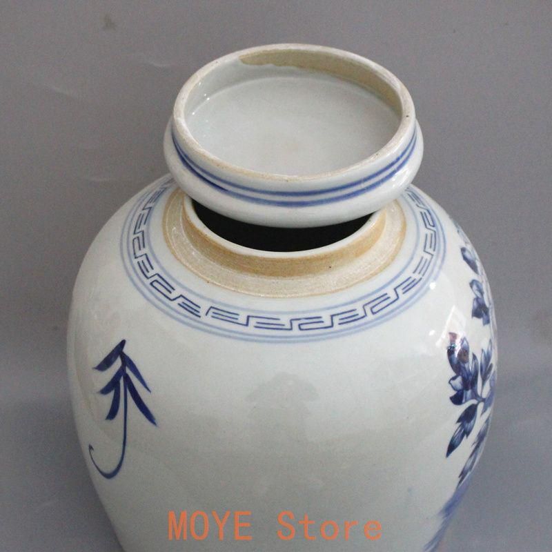 清末民国 鯖牡丹紋蓋缶 茶葉缶 景徳鎮 陶磁器 装飾品 工芸品美術品