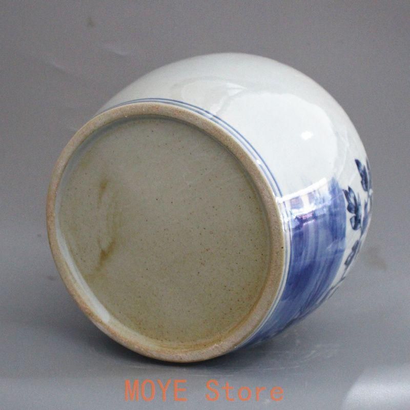 清末民国 鯖牡丹紋蓋缶 茶葉缶 景徳鎮 陶磁器 装飾品 工芸品美術品