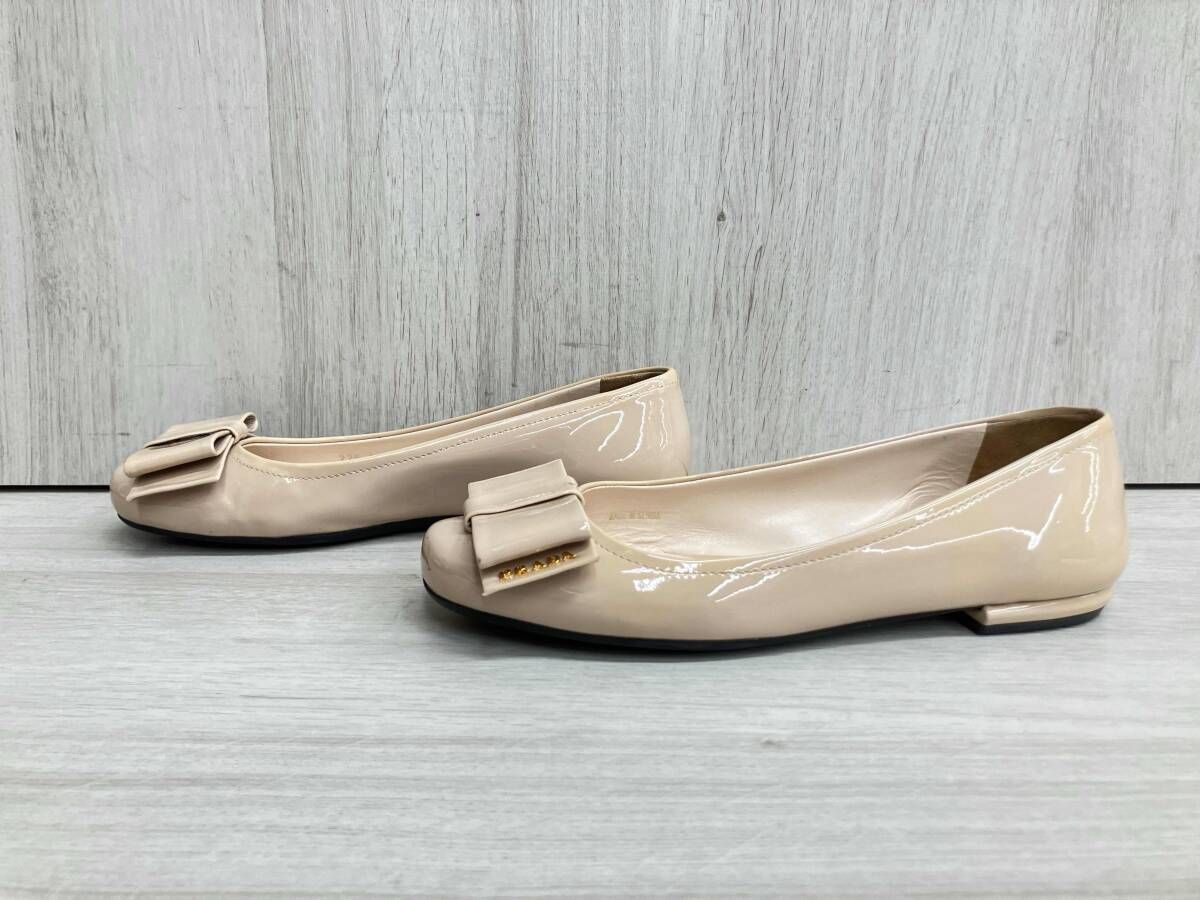 PRADA プラダ ベージュパンプス PRADA プラダ フラットシューズ パンプス エナメル リボン 226