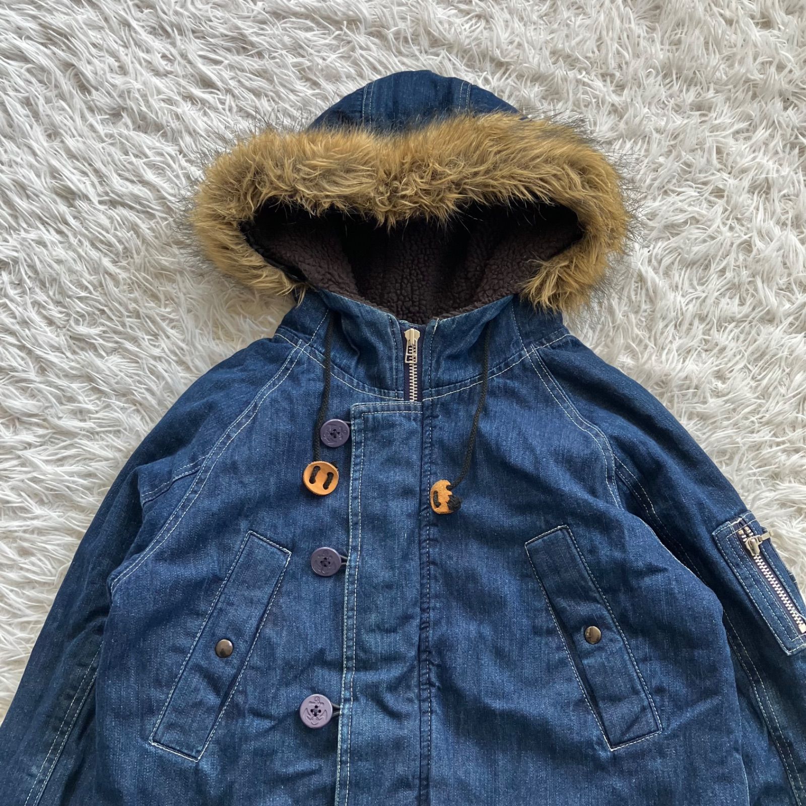 状態良 ジョンブル N-3B フライトジャケット デニム ミリタリー 中綿