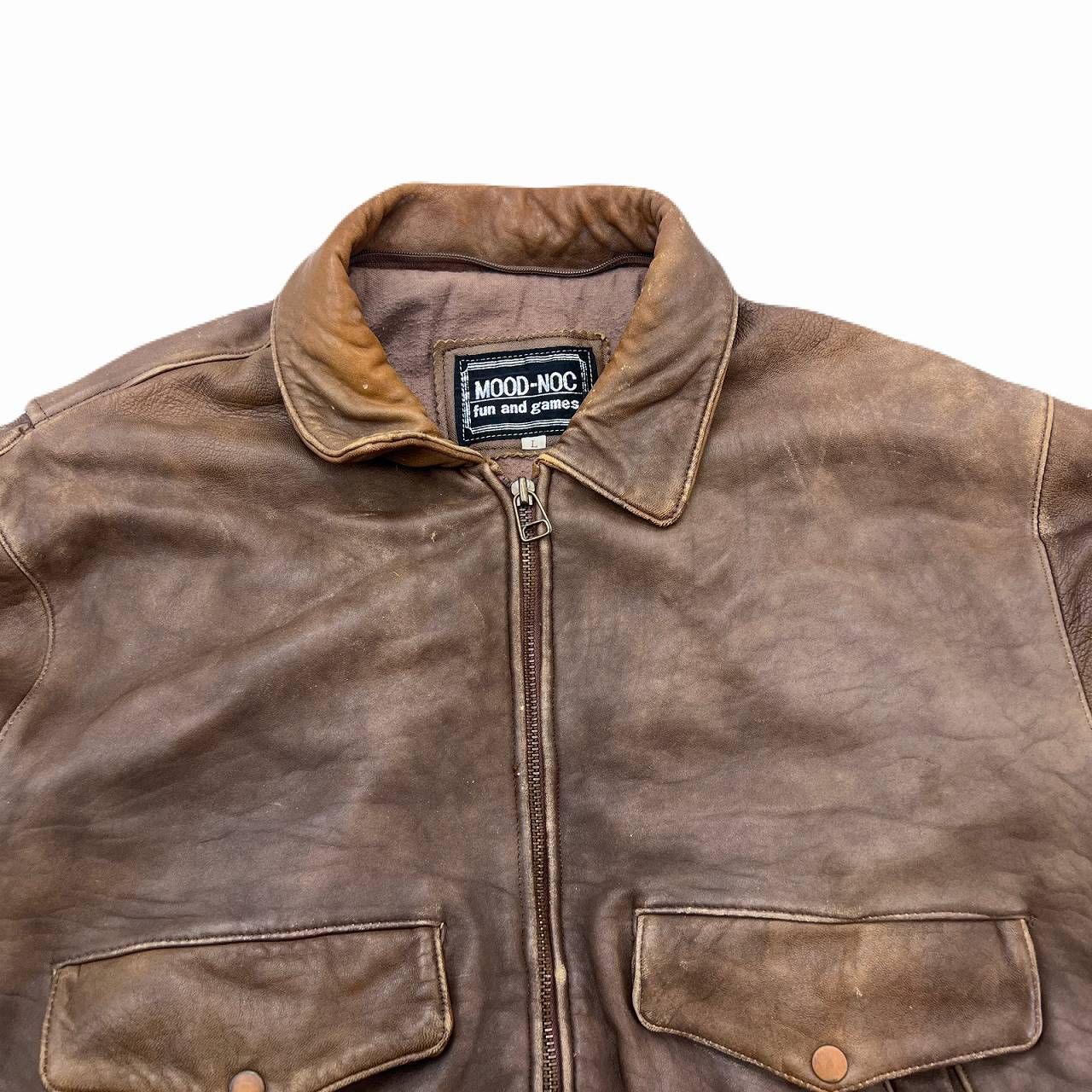 MOOD-NOC レザージャケット メンズ L ブラウン フライトジャケット 羊