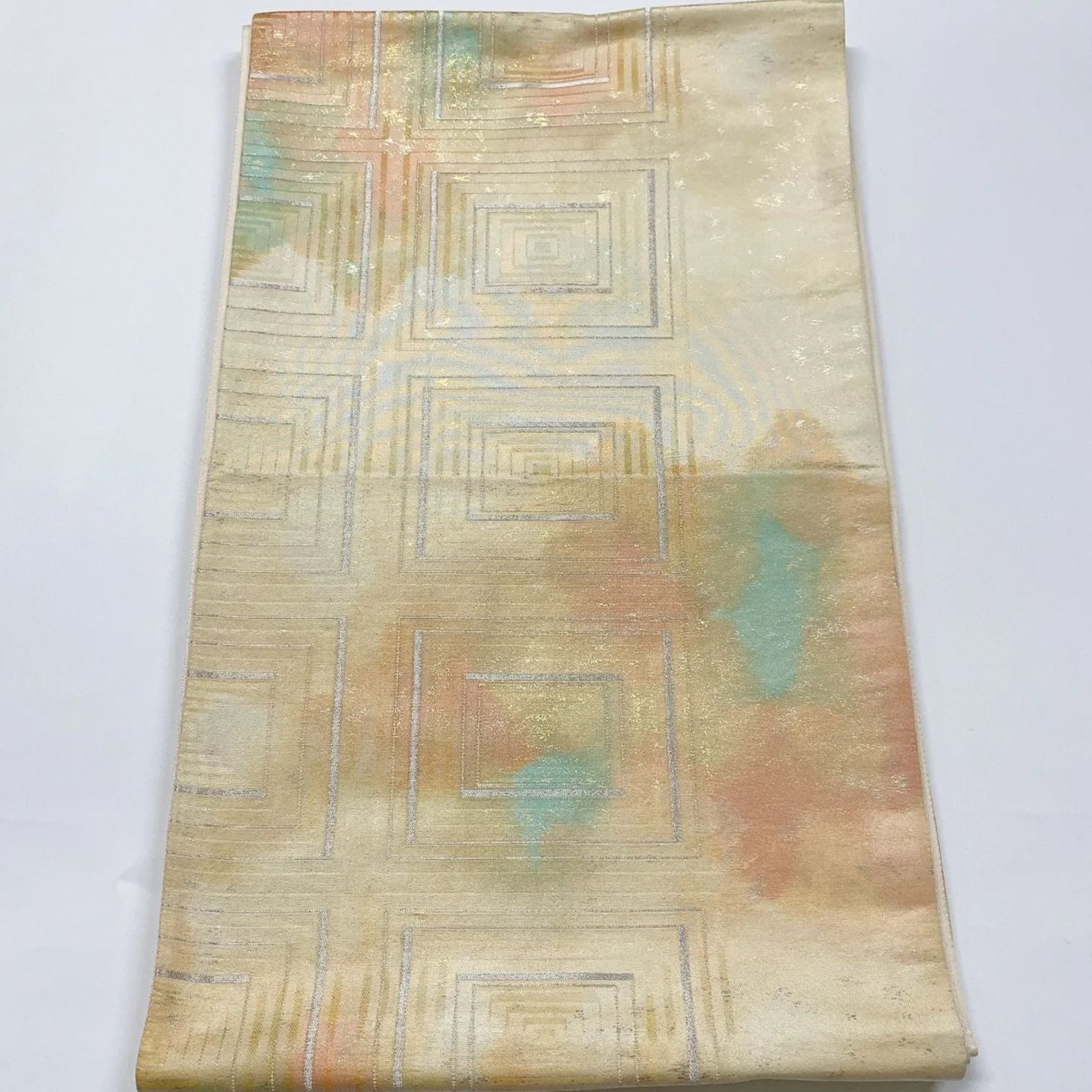 6324］袋帯 幾何学模様 ぼかし 銀糸 六通 正絹 着物 フォーマル - メルカリ