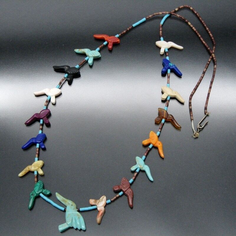 Zuni ズニ族 ネックレス フェティッシュ 69cm マルチカラー 水鳥
