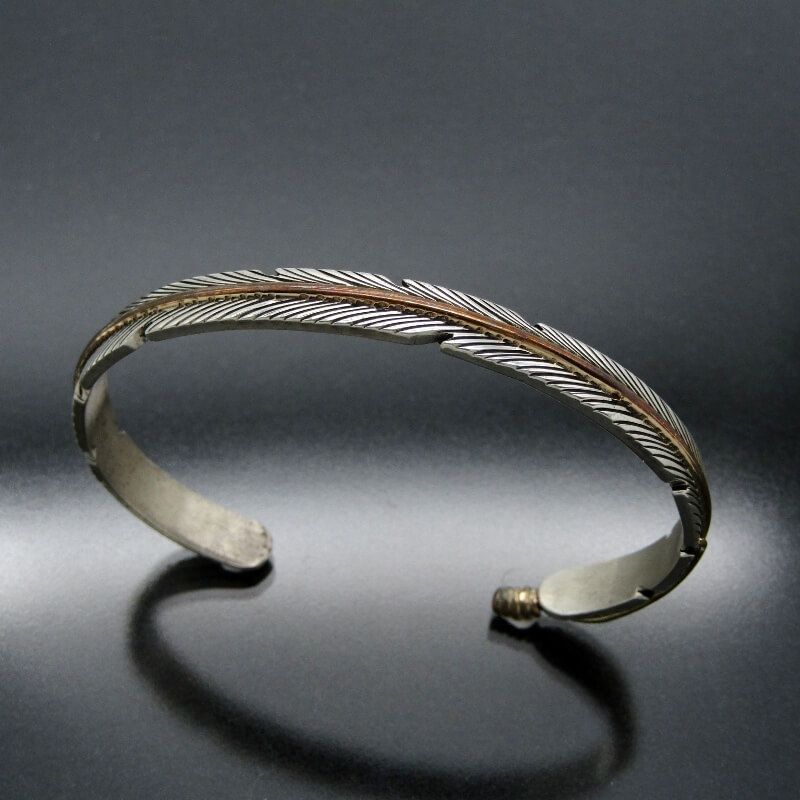 美品 Harvey Mace ナバホ族 バングル フェザー 12KGF 6mm幅 ハーヴィー