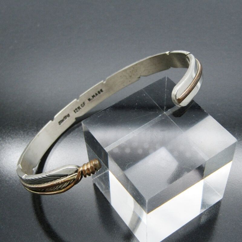 美品 Harvey Mace ナバホ族 バングル フェザー 12KGF 6mm幅 ハーヴィー