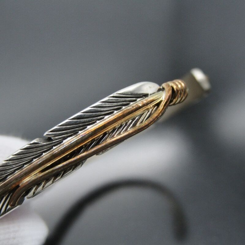 美品 Harvey Mace ナバホ族 バングル フェザー 12KGF 6mm幅 ハーヴィー