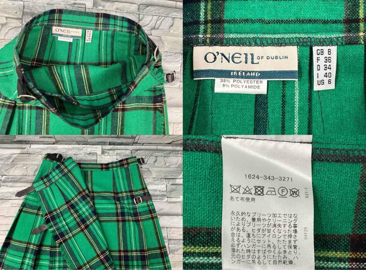 O'NEILL/スカート/プリーツ/チェック/グリーン/1624-343-3271/サイズ6