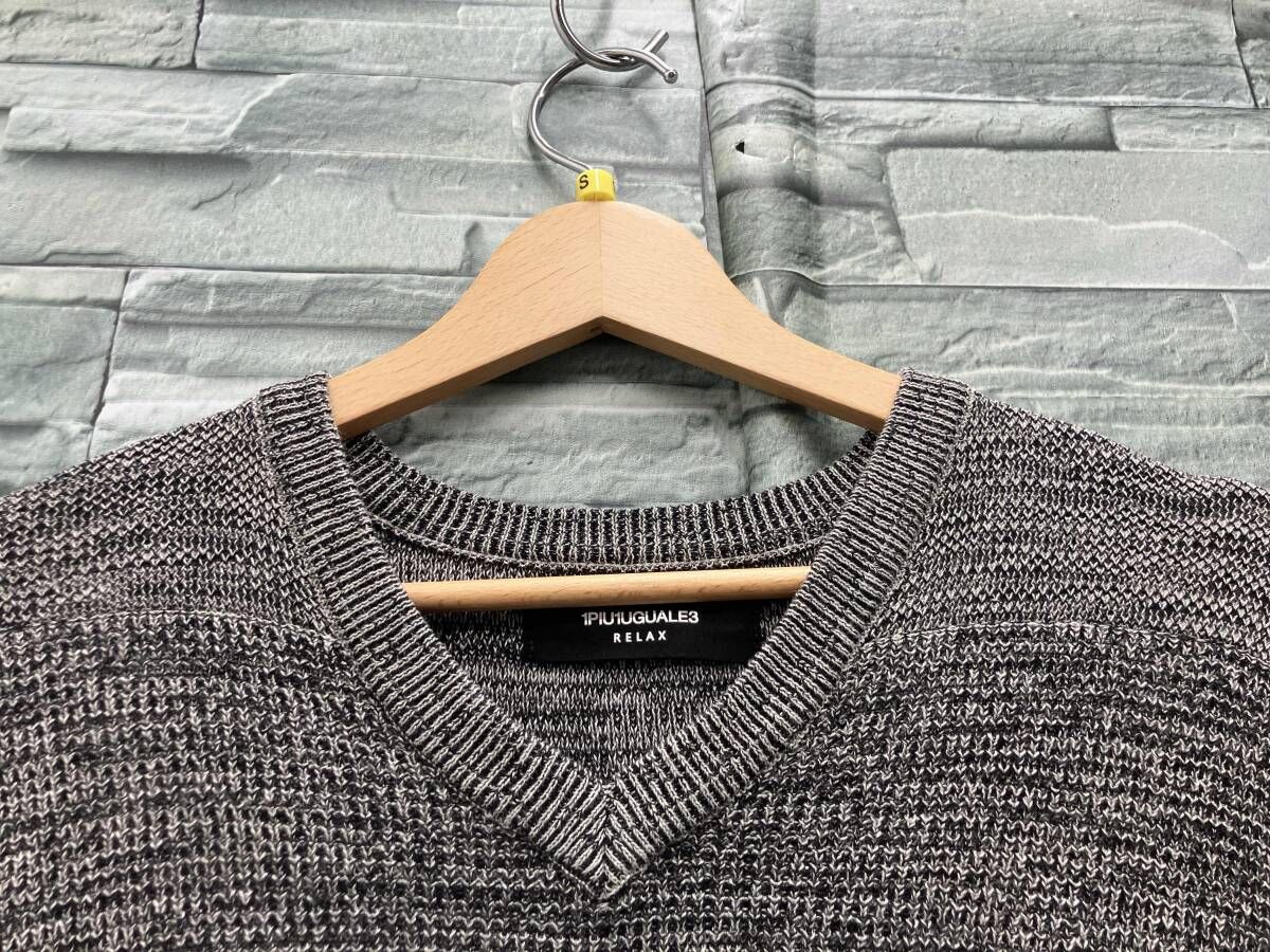 1PIU1UGUALE3 RELAX/ニット/クルーネックパイル×ニット/グレー/半袖/S