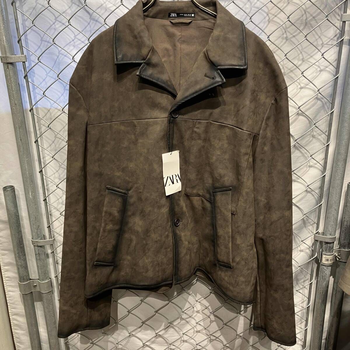 ZARA フェイクレザージャケット size XL ブラウン ザラ - メルカリ