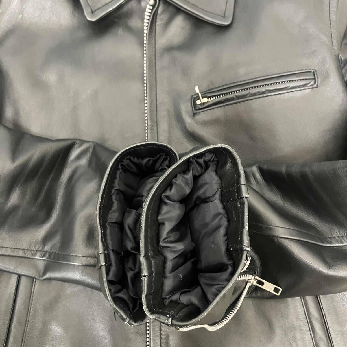 HORN WORKS レザージャケット シングルライダース ブラック M 美品 HORN WORKS ホーンワークス シングル ライダース 本革 レザー