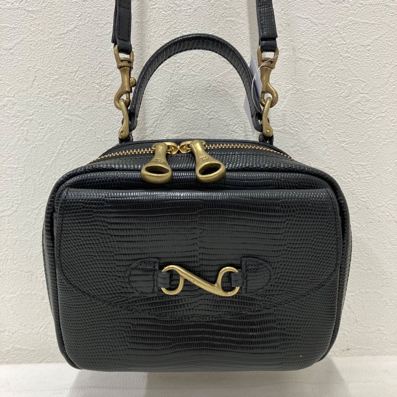 美品】TOFF&LOADSTONE レヴュー リザード ショルダーバッグ 黒 セール 