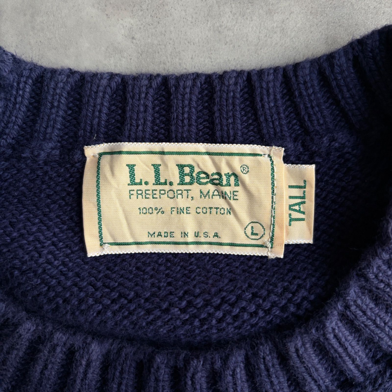80s〜90sL.L.Bean/エルエルビーン/コットンニット/フリーダムスリーブ 