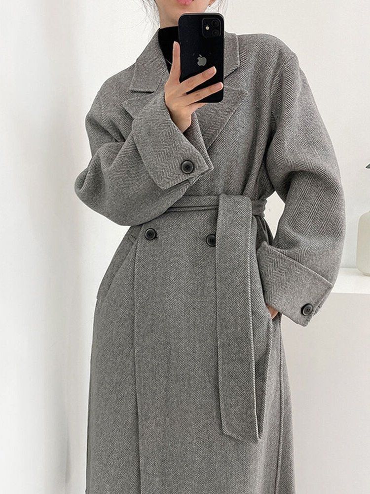 グラム新作)ヘリンボーンウールダブルルーズフィットコート 注文 楽天