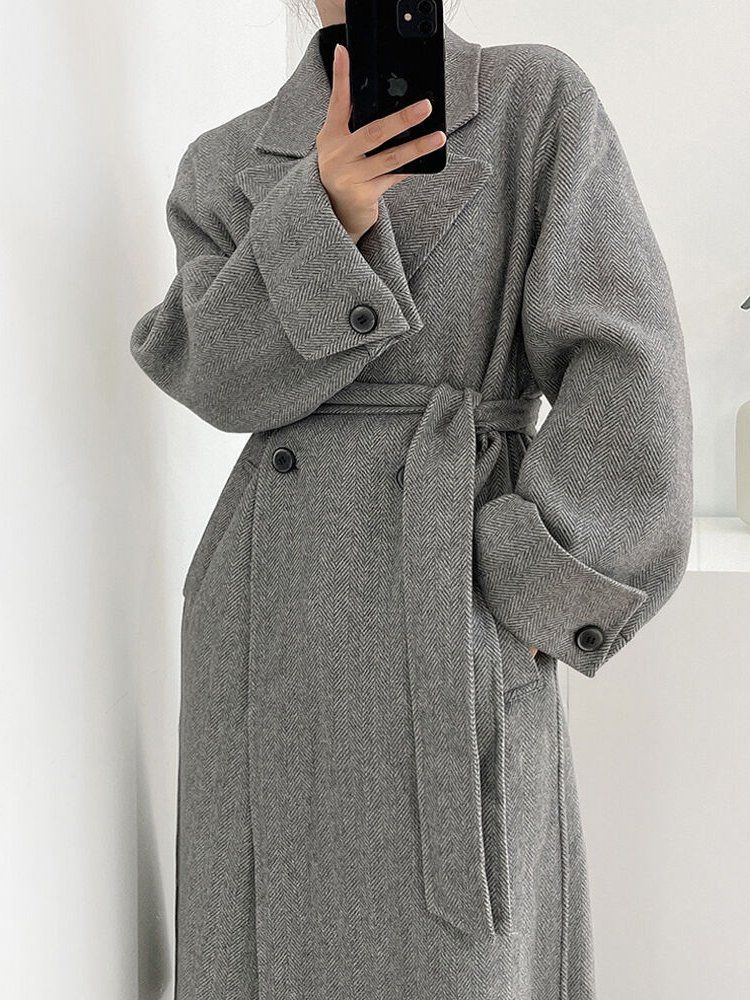 グラム新作)ヘリンボーンウールダブルルーズフィットコート 注文 楽天