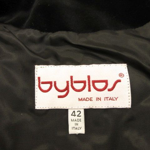 【中古】ビブロス byblos ヴィンテージ ノーカラーベロアジャケット 長袖 花柄刺繍 黒 42 *A797 レディース ビブロス byblos ヴィンテージ ノーカラーベロアジャケット 長袖 花柄