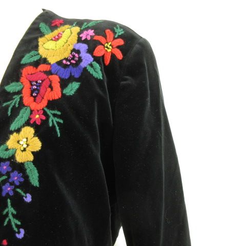 ビブロス byblos ヴィンテージ ノーカラーベロアジャケット 長袖 花柄