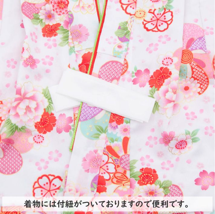 七五三 工場 着物 3歳 被布セット 女の子 京都花ひめ 鈴4 白の着物