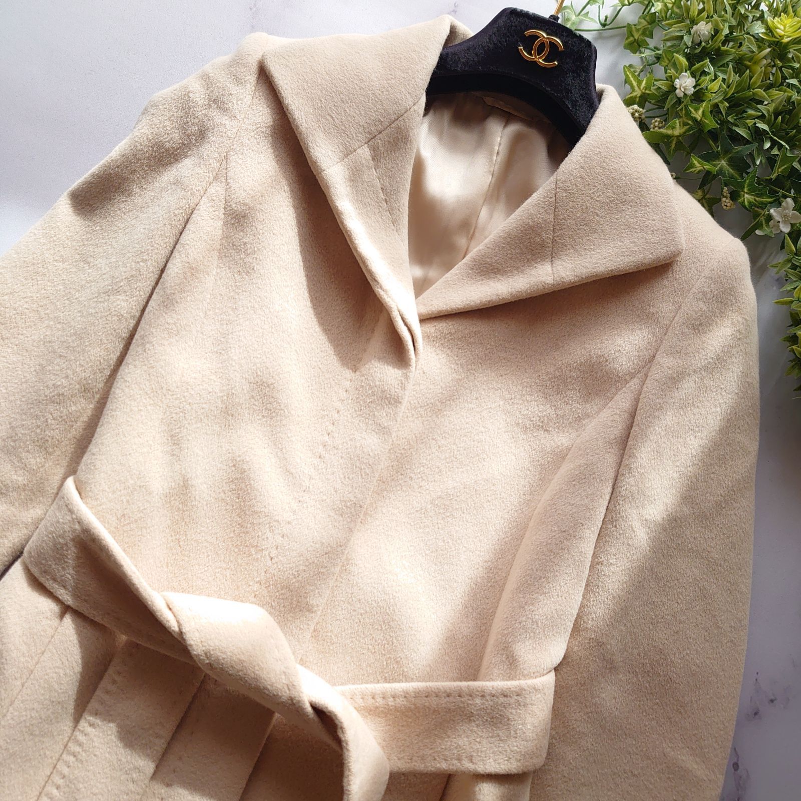 アナイ アンゴラ ウール ロングコート 比翼 ベルト コレクション