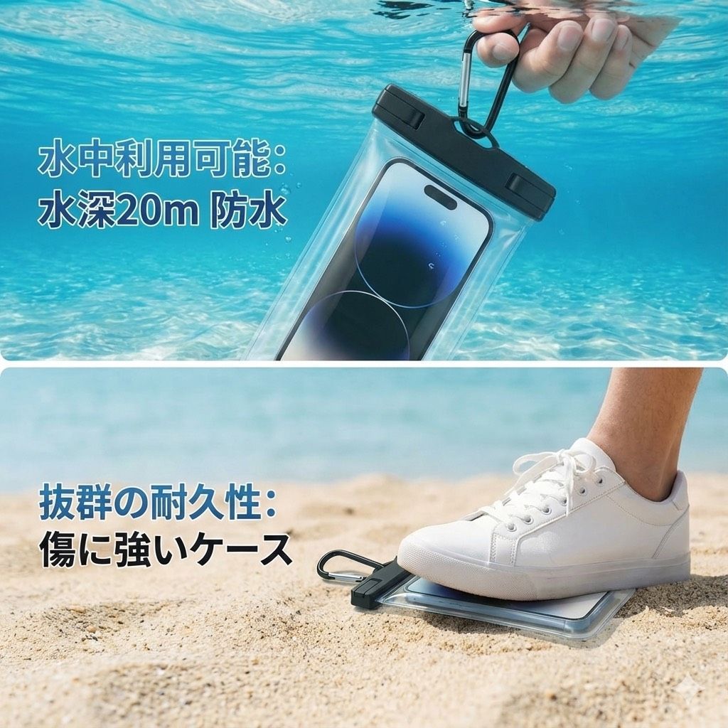 防水 ケース 防水ケース スマホ防水ケース 2個 セット スマホストラップ iphone android スマホ IPX8 水中撮影 防水ポーチ 黒 カバー 携帯電話 スマホアクセサリー 海 お風呂 プール thumbnail 3