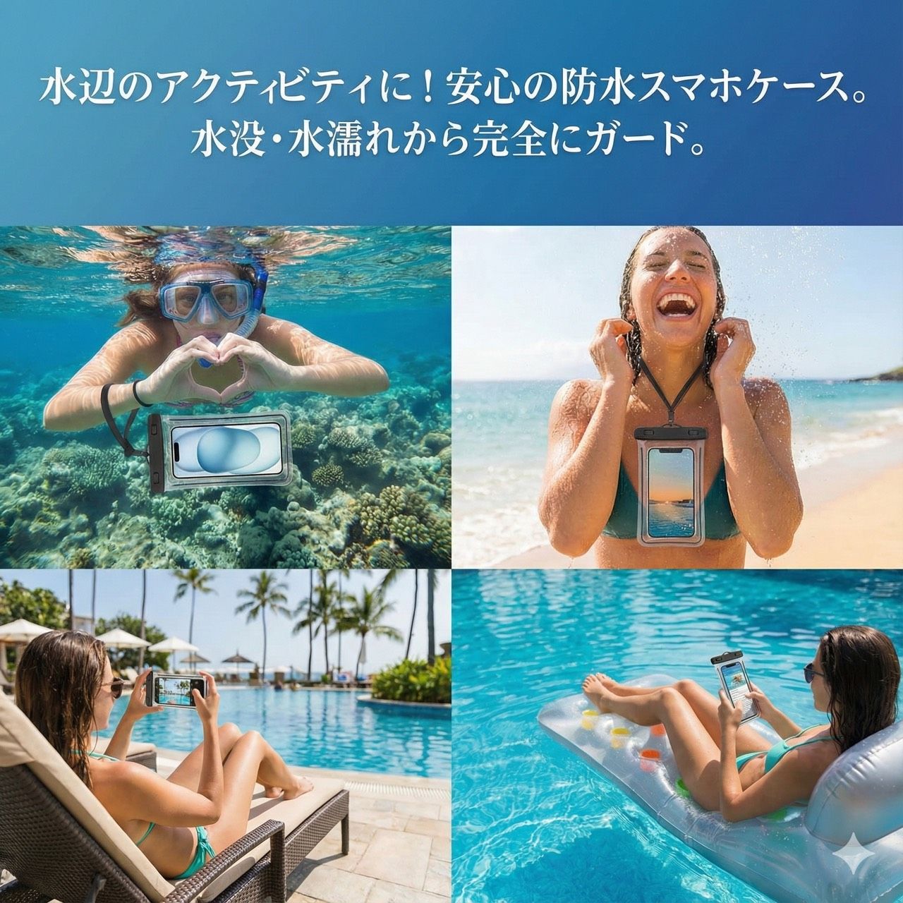 防水 ケース 防水ケース スマホ防水ケース 2個 セット スマホストラップ iphone android スマホ IPX8 水中撮影 防水ポーチ 黒 カバー 携帯電話 スマホアクセサリー 海 お風呂 プール thumbnail 2