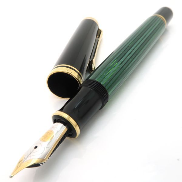 Pelikan スーベレーン 万年筆 14c-585 グリーン ストライプ 新品同様