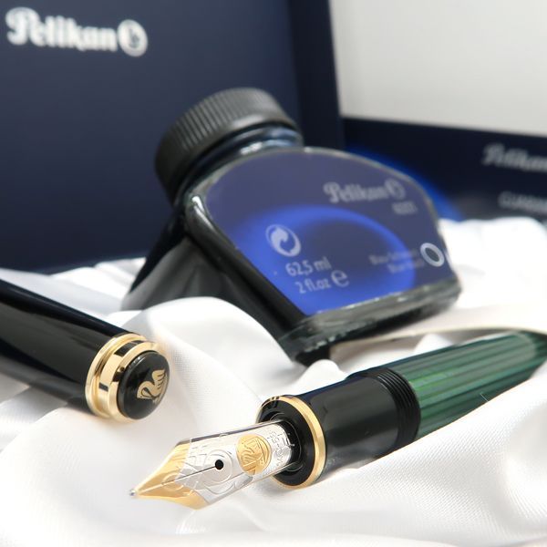 Pelikan スーベレーン 万年筆 14c-585 グリーン ストライプ 新品同様