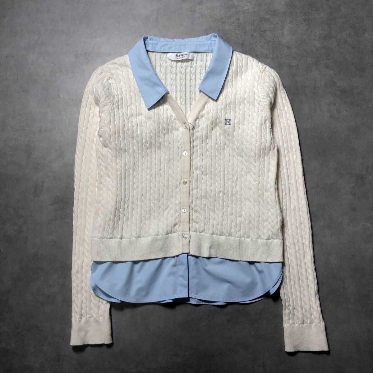 WQ982○Her lip to：Layered Cable Knit Cardigan ○F○ アイボリー