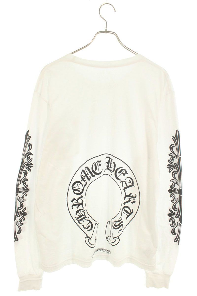 新作　クロムハーツ ロンT バックホースシュープリント ホワイト　L CHROME HEARTS(クロムハーツ) MULTI COLOR HORSESHOE L/S TEE マルチ