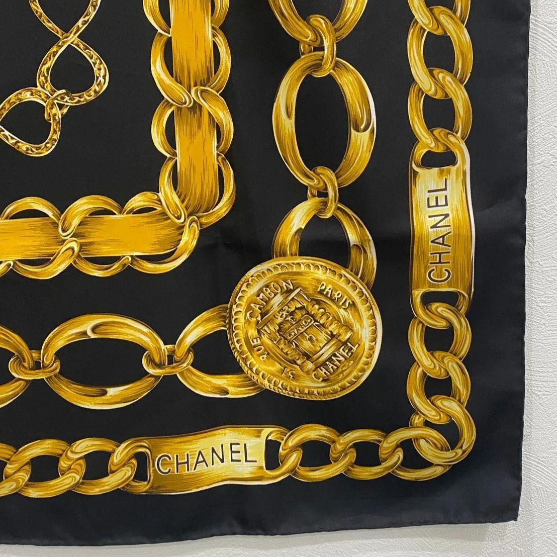 シャネル スカーフ チェーン 大判 シルク 良い ✨極美品✨ CHANEL ココ