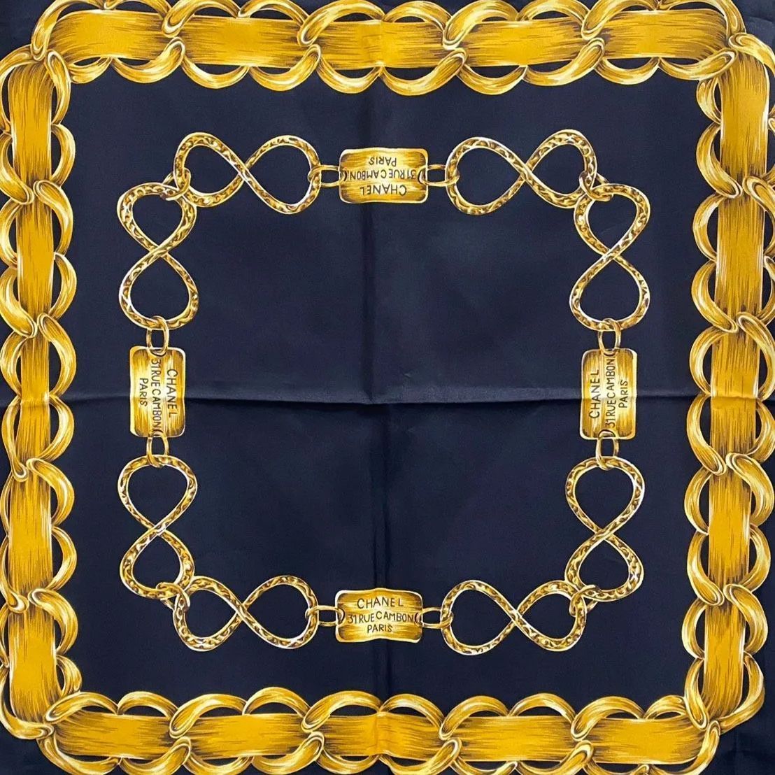 ♥CHANEL　シャネル スカーフ チェーン 楽天市場】シャネル CHANEL 大判 ヴィンテージチェーン柄 スカーフ