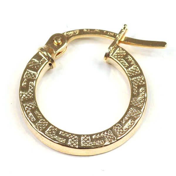 ウノアエレ UNOAERRE K18YG フープピアス 角丸 小 0.9g 750YG 彫り