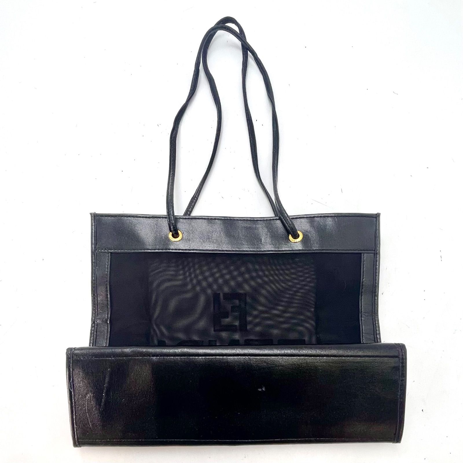 フェンディ トート ショルダーバッグ メッシュ A4 黒 FZ370 - メルカリ