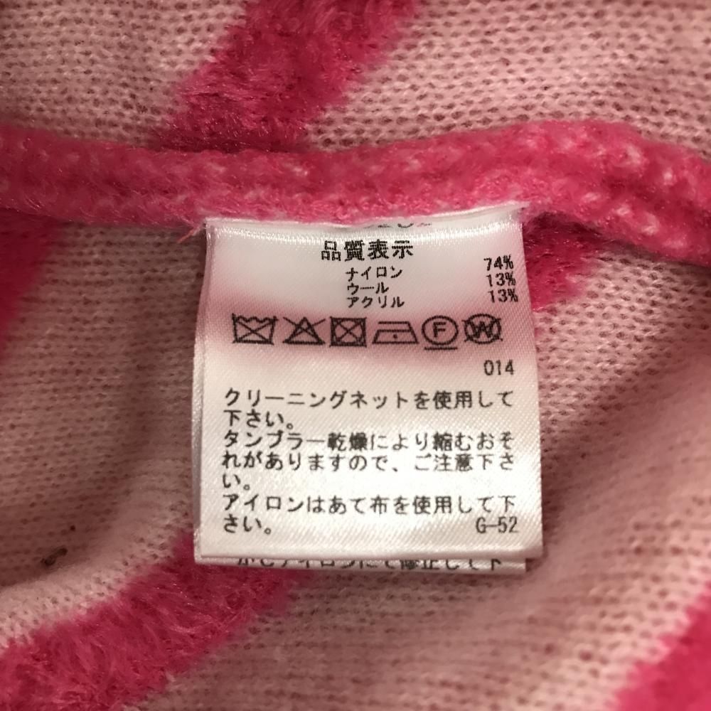 アルチビオ ハイネックセーター ピンク×白 斜めボーダー 起毛 ウール混