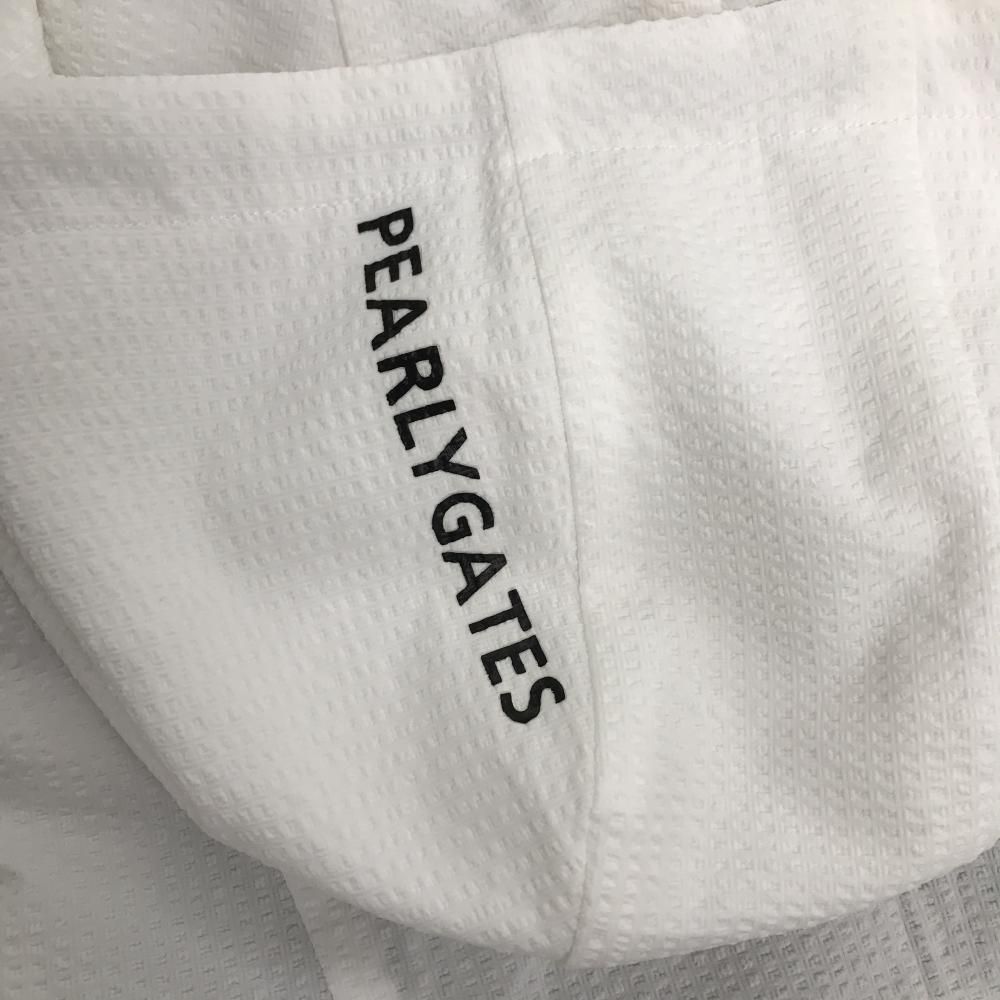 美品】パーリーゲイツ フード付アウターベスト 白×黒 サッカー生地