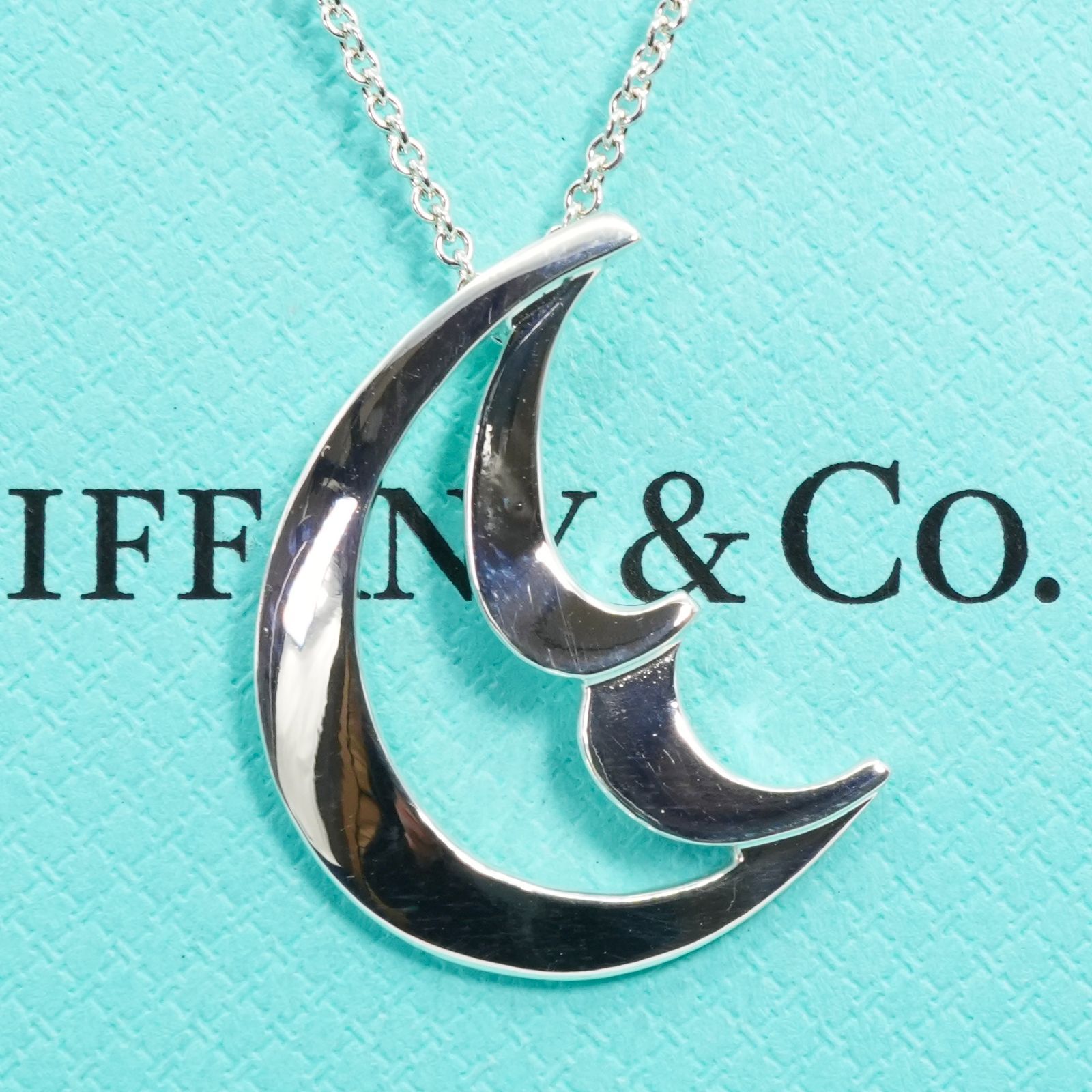 希少極美品 ティファニー ラージ クレセントムーン ペンダント/25-1874