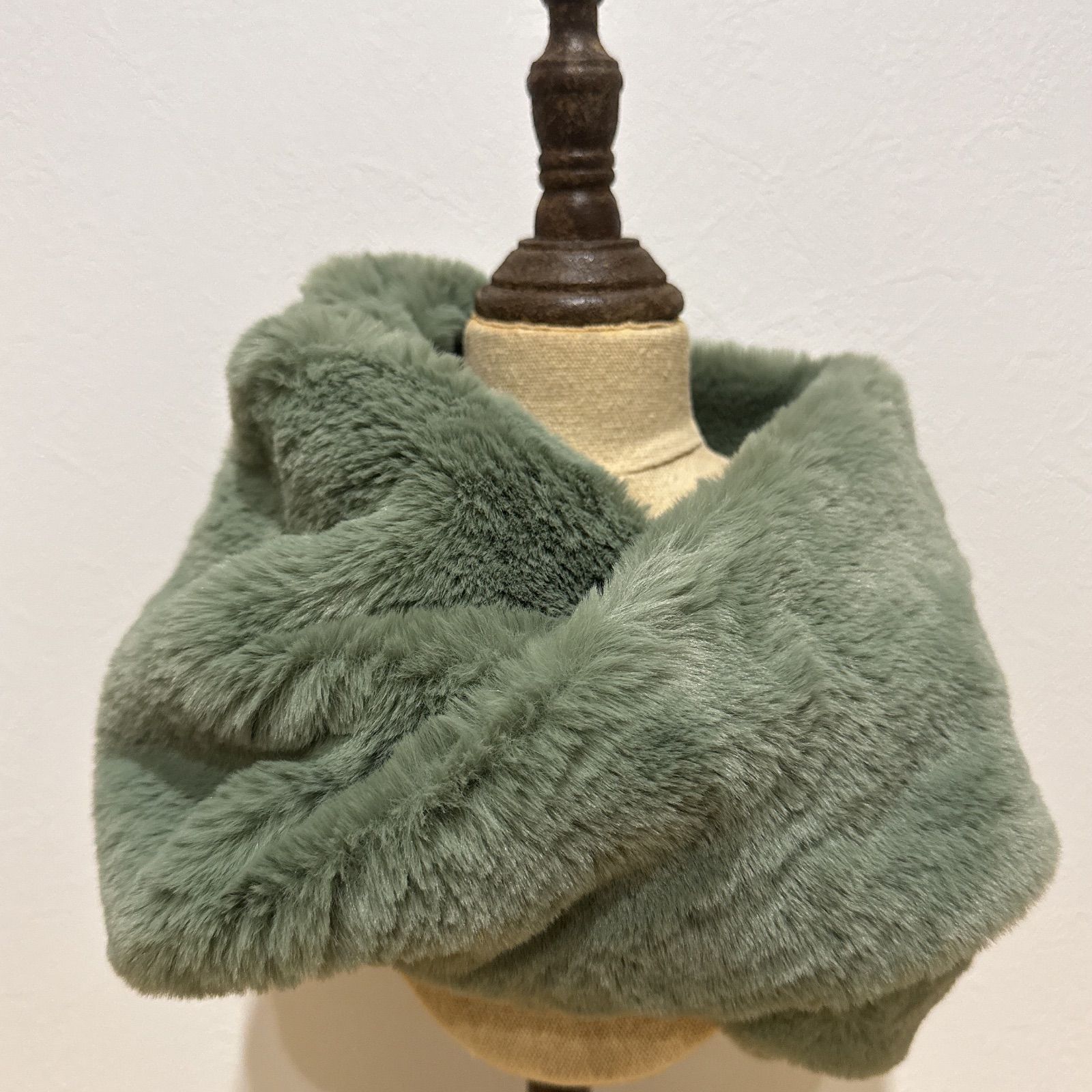 オリジナル】ラビットファー風スヌード ネックウォーマー 手作り