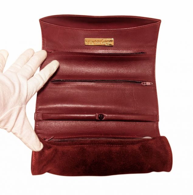 カルティエ　ポーチ　ボルドー　ヴィンテージ　MBZ227 Cartier◇Cartier カルティエ/ポーチ/ボルドー カルティエ ポーチ