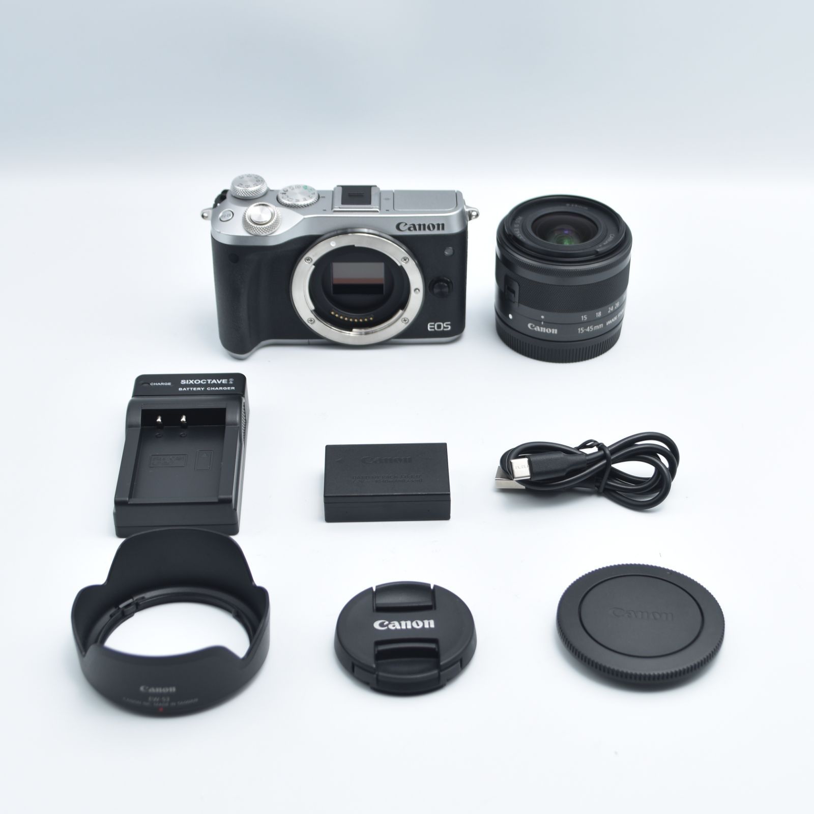 B#10633 T Canon ミラーレス一眼カメラ EOS M6 レンズキット(シルバー