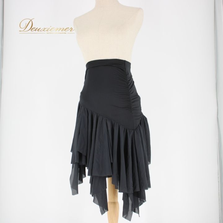 チャコット　社交ダンス　スカート　S ブラック　豪華フリル　ダンス衣装 社交ダンス 衣装 スタンダード スカート レッスンウェア チャコット