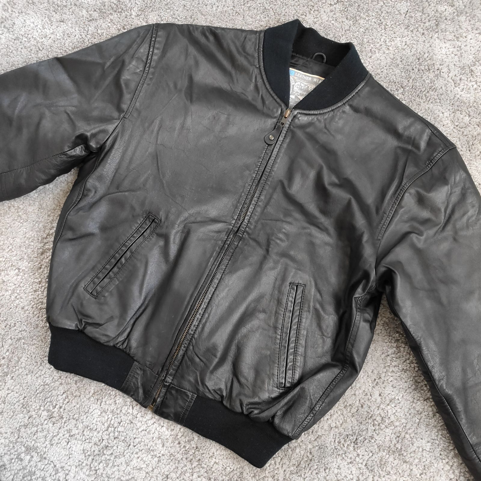 Vintage leather JACKET ブルゾン ボンバージャケット BLACK ブラック