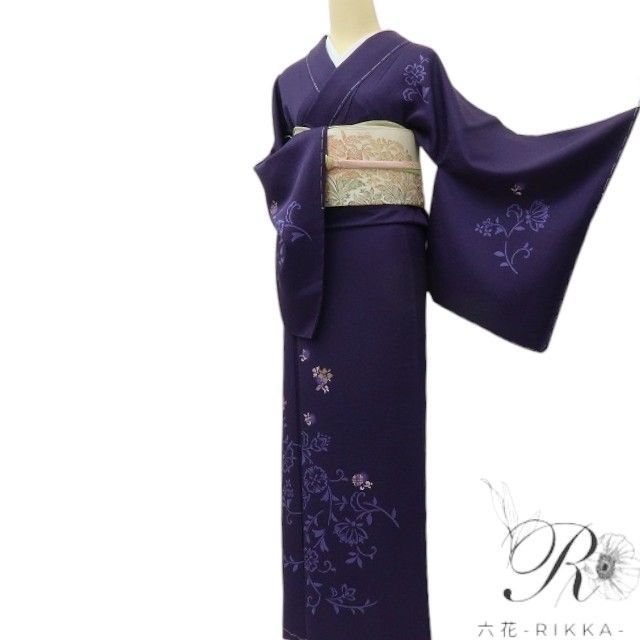 六花-RIKKA- 新品 正絹 刺繍 トール・ワイドサイズ 仕付け糸付❀唐花