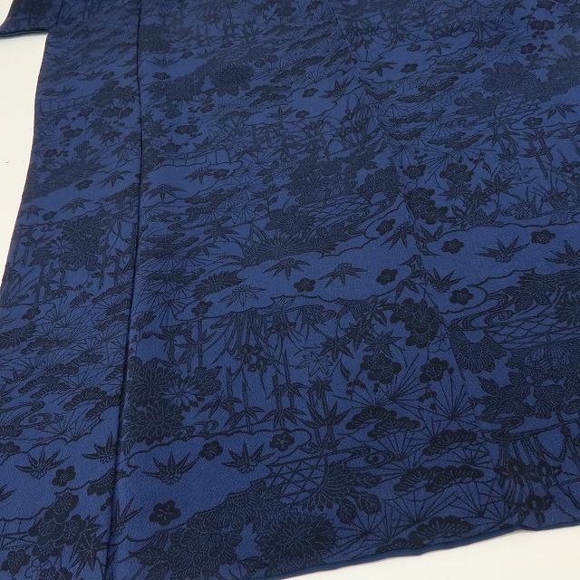 六花-RIKKA- 正絹 藍染 トールサイズ ジャパンブルー×松竹梅 小紋 着物 A 4255