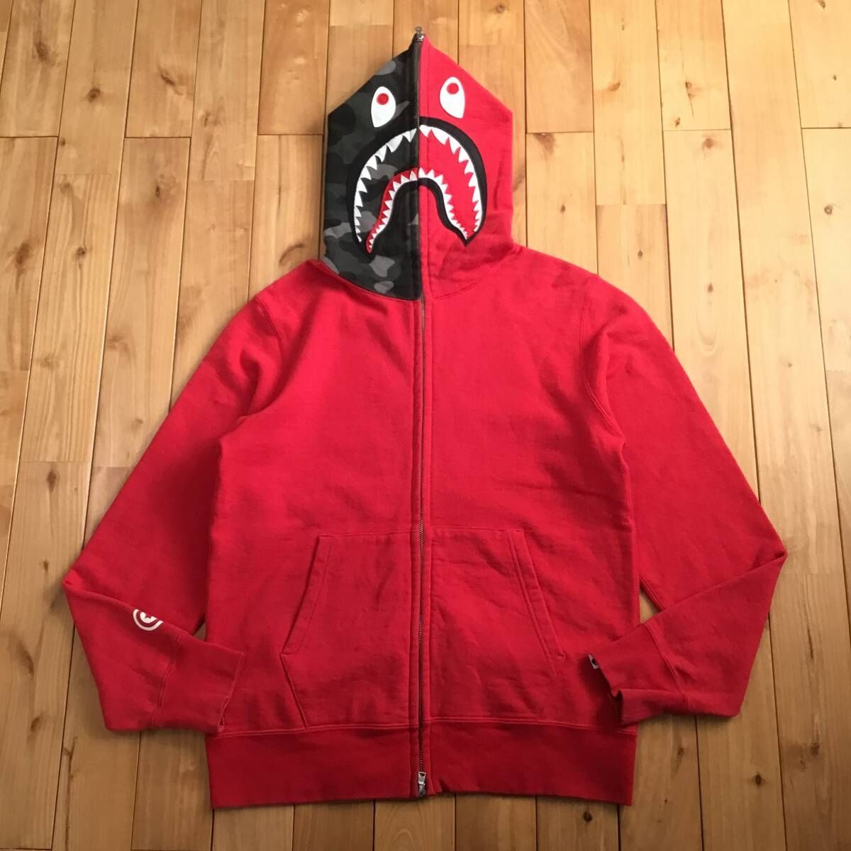 Black Camo × Red シャーク パーカー Lサイズ shark full zip hoodie a