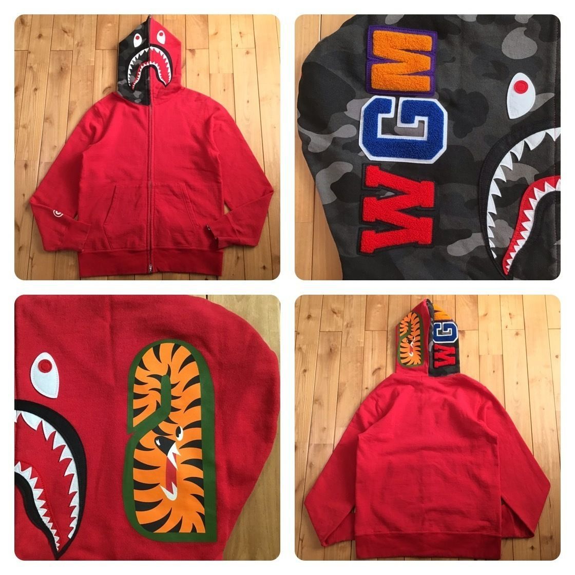 Black Camo × Red シャーク パーカー Lサイズ shark full zip hoodie a